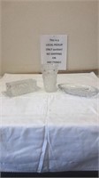 Crystal vase and divided serving dish and butter