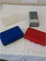 2 pencil boxes, check file and rolodex