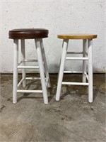 2 wooden stools