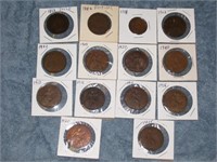 11 Old British Penny, Portugal, Italy, Other.