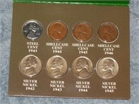 WWII Coin Collection: Pennies 1943-1946, Nickels