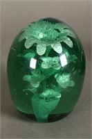 Large Green Glass Paperweight,