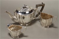 Edwardian Sterling Silver Three Piece Tea Set,