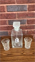 Whiskey decanter and shot glasses