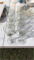 Lot of 8 Small Goblets Etched Glass