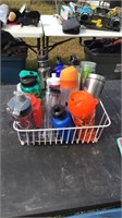 Dish Drainer with Lot of Drinking Bottles & Cups