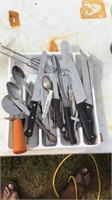 Lot of Silverware with Tray