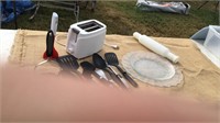 Lot of Utensils/Rolling pin/Toaster