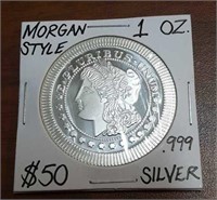 1oz Morgan 99.9% Silver Round