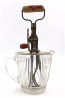Antique A & J Glass Hand Mixer Beater