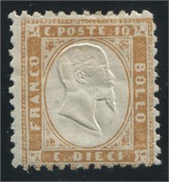 Italy 1862 #17 10 Cent Bister Perf MLH Scarce