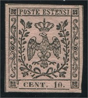 Modena 1852-1857 #7 10 Cent Black Rose
