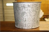 Antique Embossed Galvanized Feed Purina Right 1
