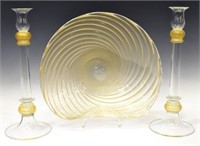 (3) ITALIAN SEGUSO MURANO ART GLASS CONSOLE SET