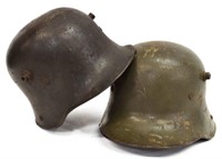 (2) GERMAN WWII-ERA STEEL MILITARY HELMETS