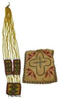 (2) EASTERN SIOUX POUCH & LOOM BEADED NECKLACE