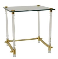 MODERN GLASS-TOP LUCITE SIDE TABLE