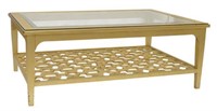 CONTEMPORARY GLASS-TOP GILT COFFEE TABLE