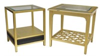 (2) CONTEMPORARY GLASS-TOP GILT END TABLES