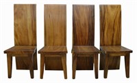 (4) MODERN TEAKWOOD HIGH BACK DINING CHAIRS