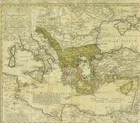 FRAMED HOMANN ATLAS MAP ANCIENT GREECE, 18TH C.