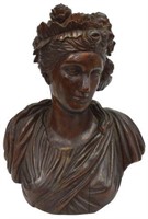 NEOCLASSICAL CARVED OAK BUST OF A WOMAN