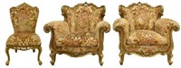(3) FRENCH LOUIS XV STYLE GILTWOOD CHAIRS
