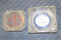 Two glass advertising ash trays Midway Texaco