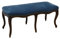 FRENCH LOUIS XV STYLE MOHAIR UPHOLSTERED BENCH