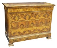 FRENCH LOUIS PHILIPPE BURLED FOUR-DRAWER COMMODE