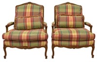 (2) SHERRILL LOUIS XV STYLE UPHOLSTERED ARMCHAIRS