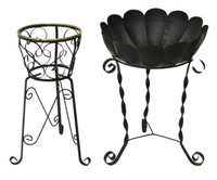 (2) VINTAGE WROUGHT IRON PLANTERS PLANT STANDS