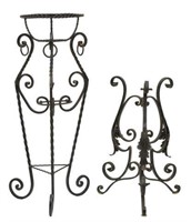 (2) SCROLLED WROUGHT IRON PLANTER PLANT STANDS