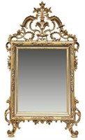 LARGE ITALIAN GILTWOOD ROCAILLE HANGING MIRROR