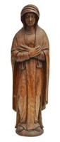 CONTINENTAL RELIGIOUS CARVED OAK MADONNA