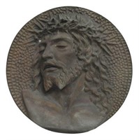 PATINATED METAL MEDALLION CHRIST CROWN OF THORNS