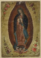 FRAMED MEXICAN TIN RETABLO VIRGEN OF GUADALUPE