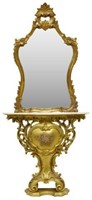 ITALIAN LOUIS XV STYLE GILTWOOD CONSOLE & MIRROR