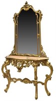 LOUIS XV STYLE GILT CONSOLE TABLE & MIRROR