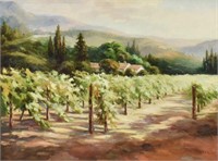 FORMAN DECORATIVE VINEYARD PAINTING, 30" X 40"