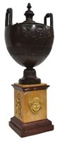 FRENCH CHARLES X BRONZE URN ON MARBLE BASE