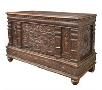 ANTIQUE FRENCH WELL-CARVED STORAGE CHEST