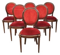 (6) LOUIS XVI STYLE UPHOLSTERED DINING CHAIRS