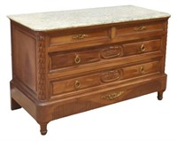 ITALIAN MARBLE-TOP MAHOGANY FOUR-DRAWER COMMODE