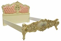 LOUIS XV STYLE PARCEL GILT & PAINTED BED