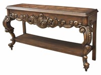 BAROQUE STYLE HEAVILY CARVED CONSOLE SOFA TABLE