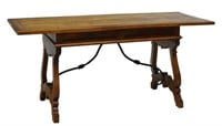 BAROQUE STYLE WALNUT TWO DRAWER EXTENSION TABLE