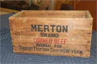 Merton Brand Corn Beef Wooden Box 7 1/4" x 15"