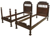 (2) ITALIAN RENAISSANCE REVIVAL CARVED BEDS