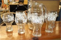Vintage Pepsi-Cola Clear Glass Pitcher with 5